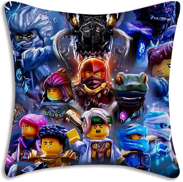 Ninjago Kissenbezug von ZX Blanket mit Cartoon-Print, kurzplüschig und doppelseitig bedruckt, Mehrfarbig, B/B: 55 x 55 cm - Bild 1