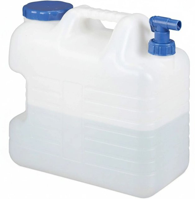 Relaxdays Wasserkanister aus HDPE in Weiß und Blau mit Hahn - Bild 1