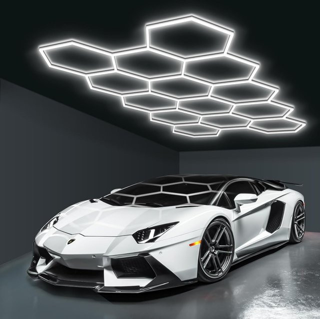 Oyajia 14er-Pack Sechseckige LED-Deckenleuchten im Wabendesign, 6500K Kaltweiß, für Garage, Werkstatt und Studio - Bild 1