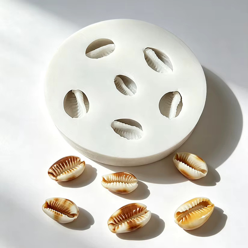 HANDLIFE Silikonform Kaurischnecken-Muschel für Zuckerguss, Schokolade und Fondant in Grau und Weiß - Bild 1