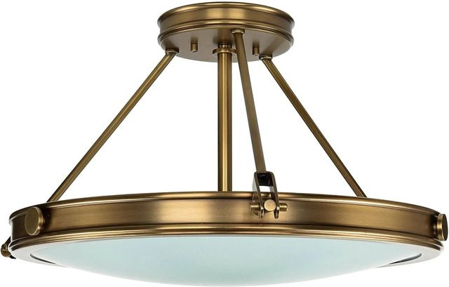 Licht-Erlebnisse Deckenlampe im Art Nouveau Stil aus Metall und Glas in Messing Antik und Weiß, Durchmesser: 55,9 cm - Bild 1