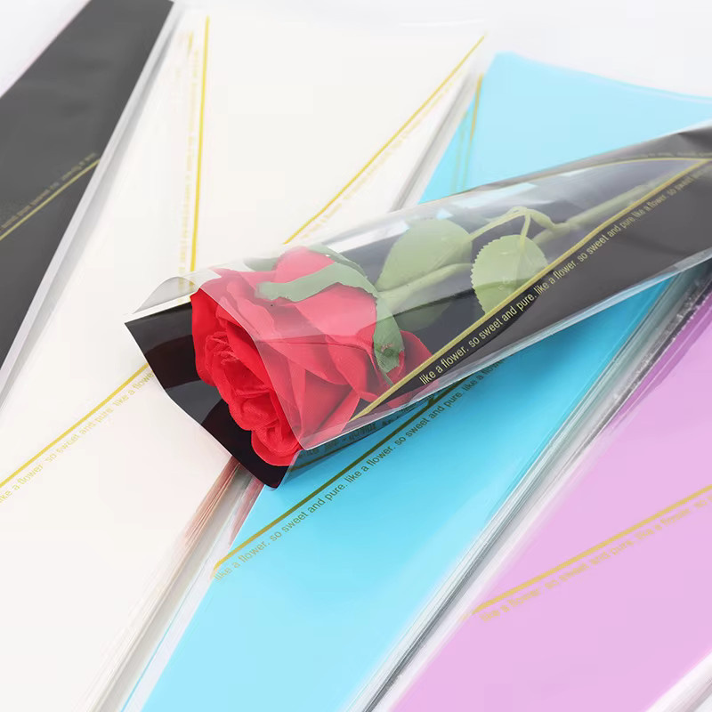 50 Stück transparente Zellophan-Einzelrosen-Ärmel als Blumenverpackungsbeutel für Blumensträuße und Valentinstag - Bild 2
