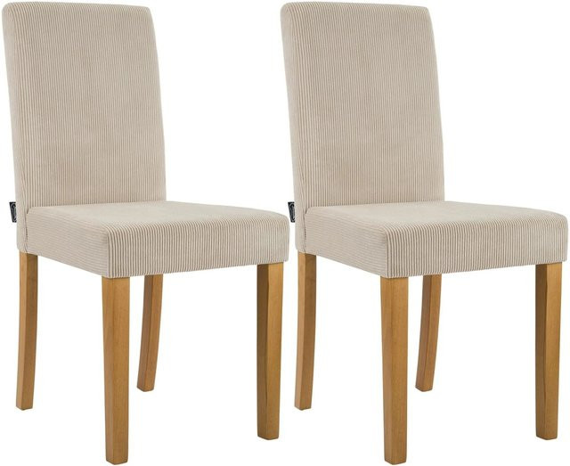 2er Set Esszimmerstühle DELUKE DALAN in Cord Hellbraun, moderne Stühle für Esszimmer und Küche, B/T/H: 41 x 47 x 91 cm - Bild 1