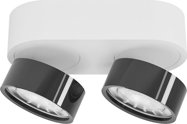 LUX-IT Swing 75 Round LED-Deckenstrahler 2-flammig, Weiß und Schwarzchrom, dimmbar, Warmweiß 2700K - Bild 1