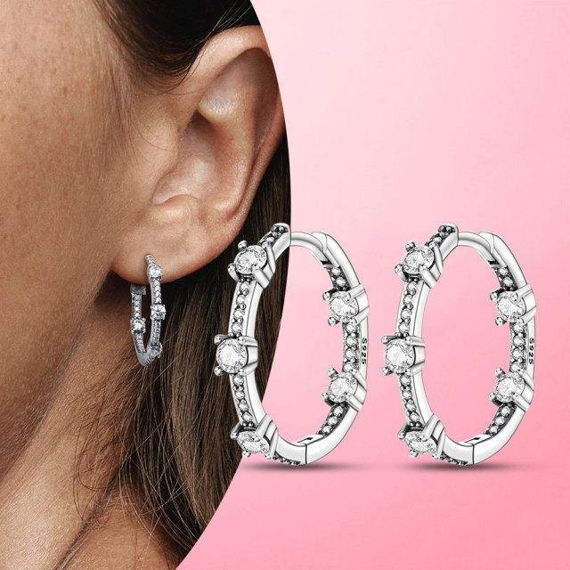 Ohrringe Creolen 925 Silber, Goldfarbe, Zirkonia, Damen - Bild 1