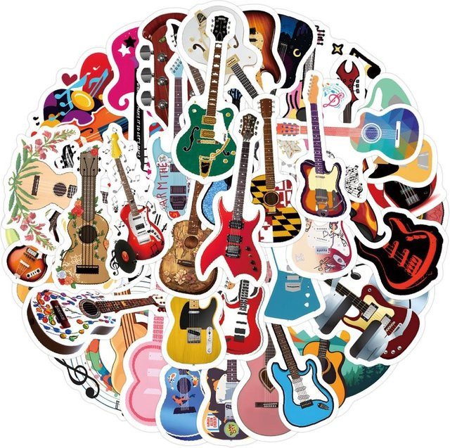 55 Stück Gitarre Graffiti-Aufkleber von Binchi Outdoor Product in Multicolour für Laptops, Wasserflaschen und Gepäck - Bild 1