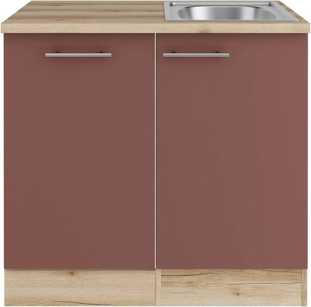 OPTIFIT Bari407 Küchen-Spülenschrank-Set in Rostrot mit modernem Design und mattem Finish - Bild 1