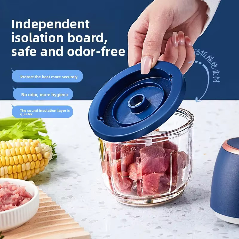 TINSOL Elektrischer Lebensmittelzerkleinerer in Blau mit 350 ml Volumen, USB-aufladbarer Multifunktionsmixer für Küche und Haushalt - Bild 3
