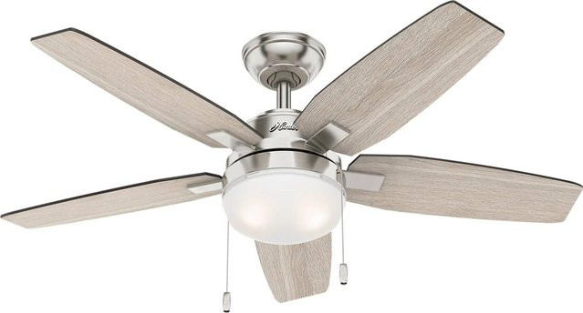 HUNTER FANS Deckenventilator Arcot in Nickel gebürstet mit Beleuchtung und Zugketten, Durchmesser: 117 cm - Bild 1