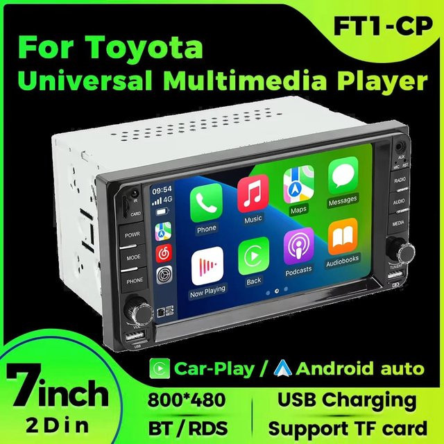 AUTOSHARK Universal Carplay und Android Auto Multimedia Player mit RDS Radio für Toyota MR2 RAV4 Prado Terios Corolla Hilux Vitz Camry - Bild 1