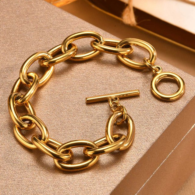Meaeguet Gliederkettenarmband, Edelstahl, vergoldet, Damen - Bild 1