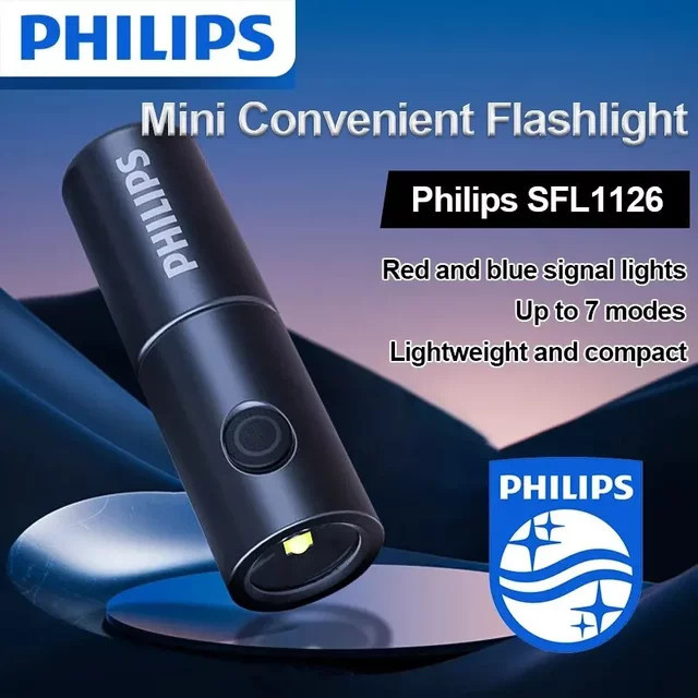Philips SFL1126 LED Taschenlampe in Schwarz mit 4 Beleuchtungsmodi für Camping und EDC - Bild 1