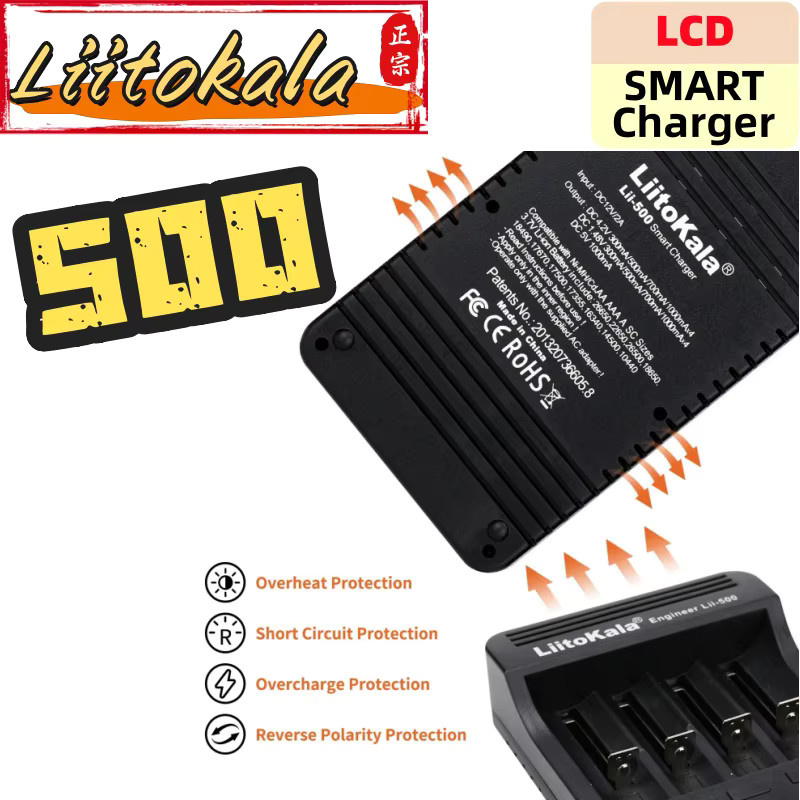 LiitoKala Lii-500 LCD-Smart-Ladegerät für AA AAA 18650 26650 16340 14500 10440 18500 in Schwarz - Bild 4
