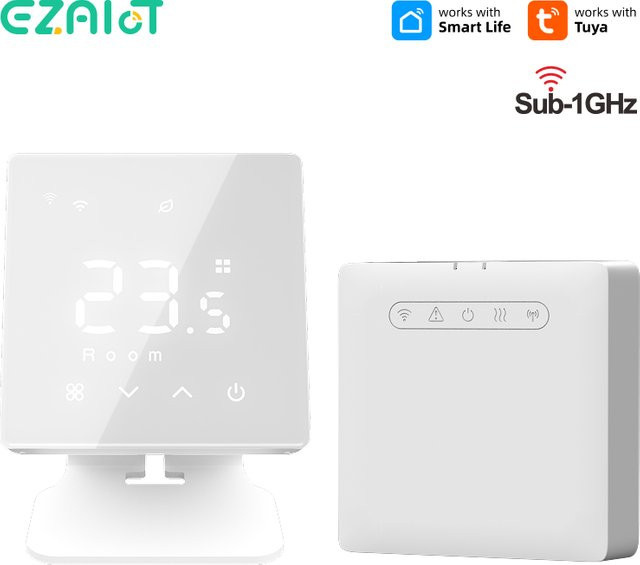 EZAIOT Smart WiFi Thermostat für Gasthermen und Heizungen, RF Temperaturregler mit Empfänger, Farbe: Weiß, kompatibel mit Alexa, Google Home und Alice - Bild 1