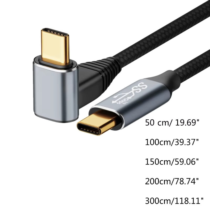 USB-C auf USB-C Kabel 100W mit 90 Grad Winkel, 10G Schnellladekabel in Schwarz - Bild 5