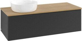 V&B Antao Waschtischunterschrank mit Frontstruktur und LED-Beleuchtung, Blau, WBP hon., B/T/H: 120 x 50 x 36 cm - Bild 1