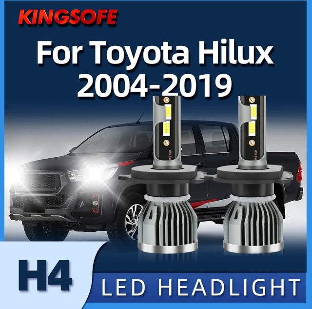 Roadsun Ultraheller H4 Auto-LED-Scheinwerfer in Silber für Toyota Hilux (Modelle 2004 bis 2019) - Bild 1