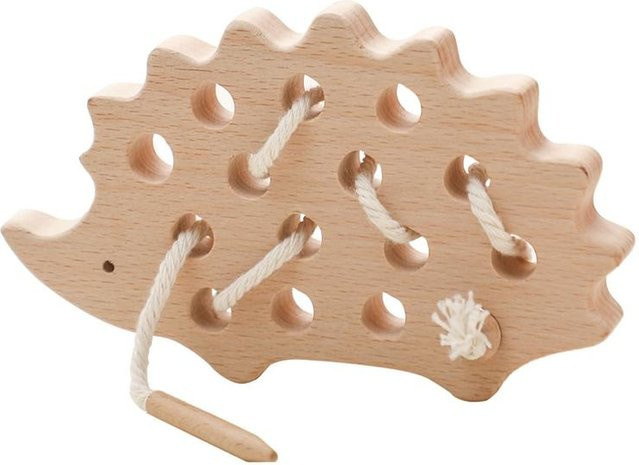 Binchi Holz Schnürsenkel Fädelspielzeug, Tiere, Montessori, Bunt / Mehrfarbig - Bild 1
