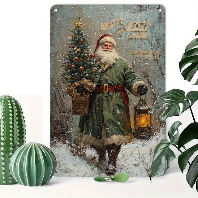 CIFBUY Vintage Weihnachtsmann Metall-Wanddekoration Retro Weihnachts-Blechschild in Mehrfarbig - Bild 1