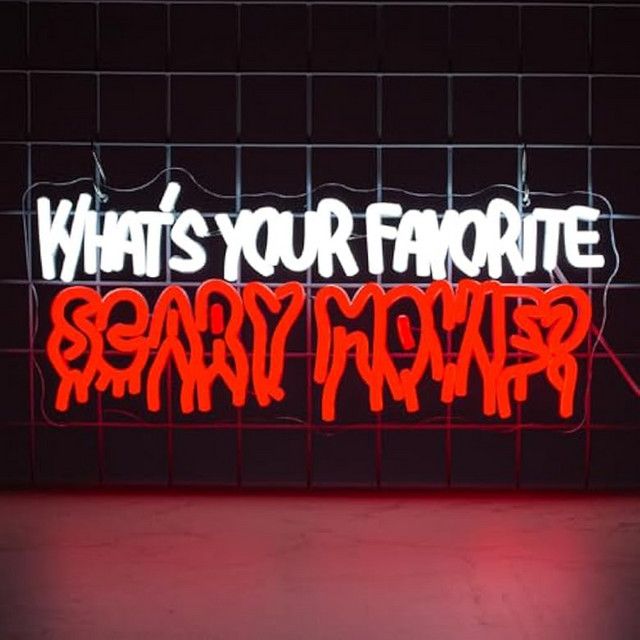 Wanxing LED Neonschild What's Your Favourite Gruselfilm Wanddekoration Gothic Design für Zimmer, Bar und Halloween - Bild 1