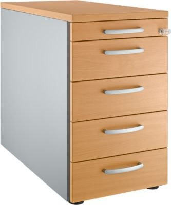 Schäfer Shop Genius Standcontainer 13333 mit Rundgriff in Buche-Dekor und Weißaluminium, B: 43,5 cm, H: 71,7 cm, T: 5,0 cm - Bild 1