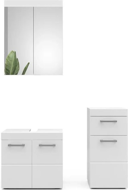 Vicco Badmöbelset Luna in Weiß im Skandi-Design bestehend aus 3 Teilen - Bild 2