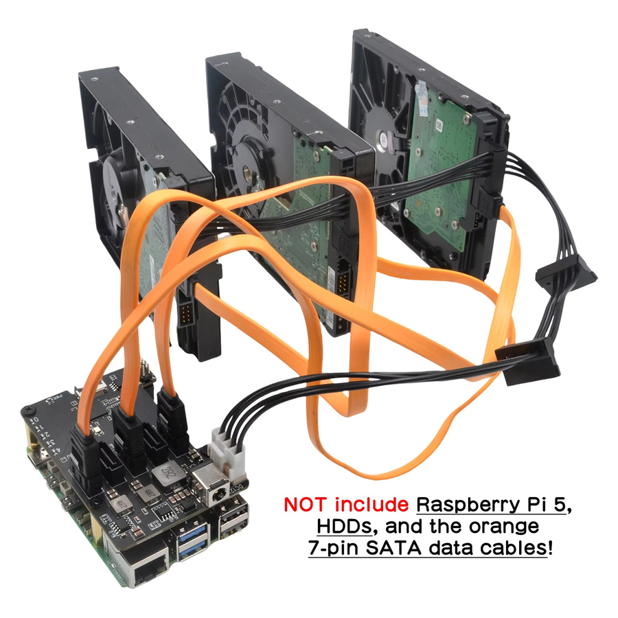 Raspberry Pi 5 X1009 PCIe zu 5-Port SATA Shield Erweiterungskarte in Schwarz - Bild 4