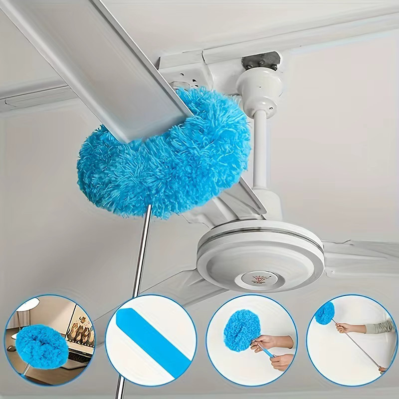 JETTING Mikrofaser Staubwedel mit langem Stiel für Deckenventilatoren in Grau und Blau - Bild 2