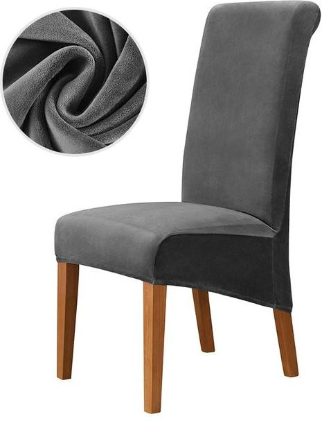 Yiran Furniture Stretch-Stuhlbezüge aus Samtstoff für Esszimmerstühle mit langer Rückenlehne, XL-Größe, Waschbar - Bild 1