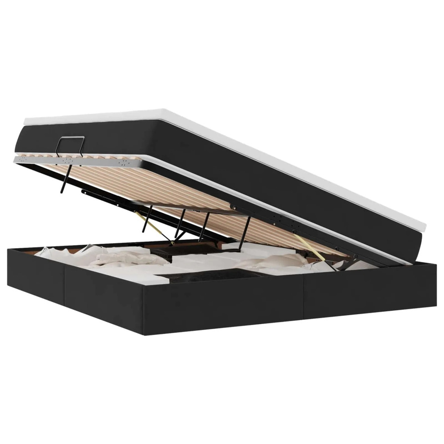 vidaXL Aufbewahrungsbett mit Matratze aus Samt und Metall in Schwarz, B/T/H: 160 x 200 x 48,5 cm - Bild 2
