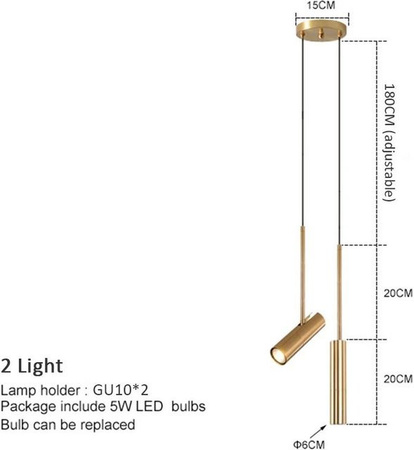 Minimalistische LED-Hängelampe von Yuda Lighting in Gold/Messing für Schlafzimmer, Esszimmer und Küche