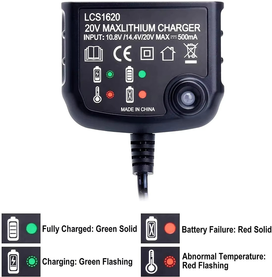 LCS1620 Lithium-Batterieladegerät für Black & Decker, 20 V Ladegerät für LBXR20, LB20, LBX20, LBX4020 und LB2X4020 Akkus - Bild 2