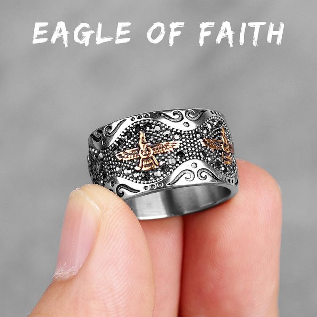 YIRAN Jewelry Ring Edelstahl, Weiß, Zirkonia, Herren - Bild 1