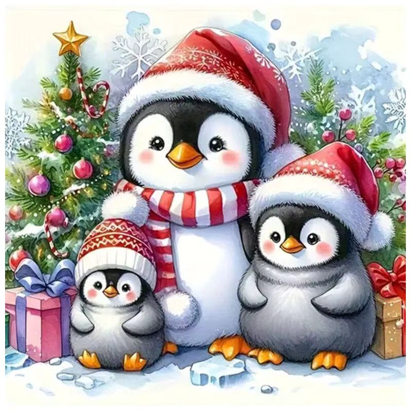HUACAN Diamant-Mosaik Set Pinguin als Wanddekoration für Weihnachten und Winter mit Full Round Steinen - Bild 3