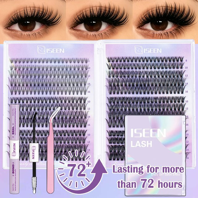 ISEEN Wimpern-Cluster-Set Wispy Lashes, 8-16 mm, C-Curl, Natürlich - Bild 1