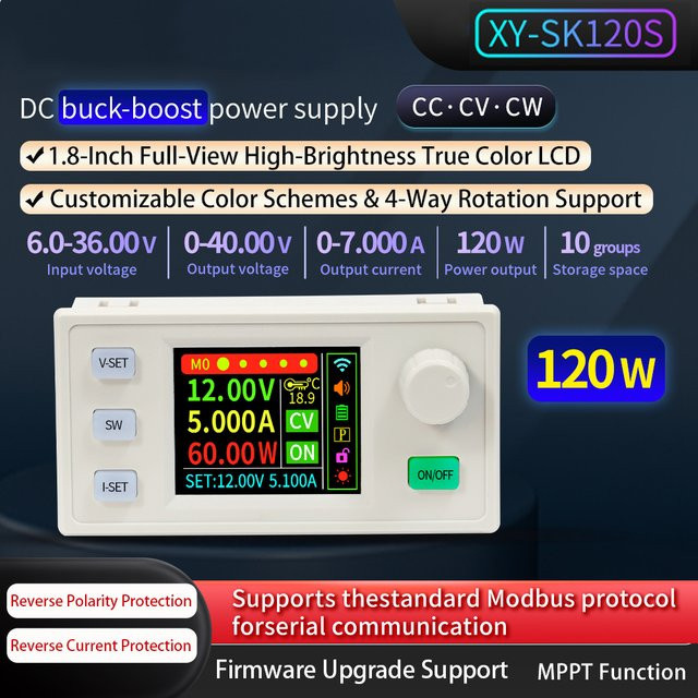 Aideepen SK120S Buck Boost Converter 120W CNC CC CV MPPT Solar Lademodul DC einstellbar - Bild 1
