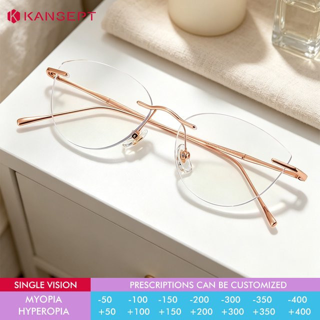 KANSEPT Korrektionsbrille randlos, Titan, gold, Damen - Bild 1