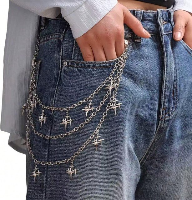 Hosenkette silber, mehrschichtig, Stern, Damen - Bild 1
