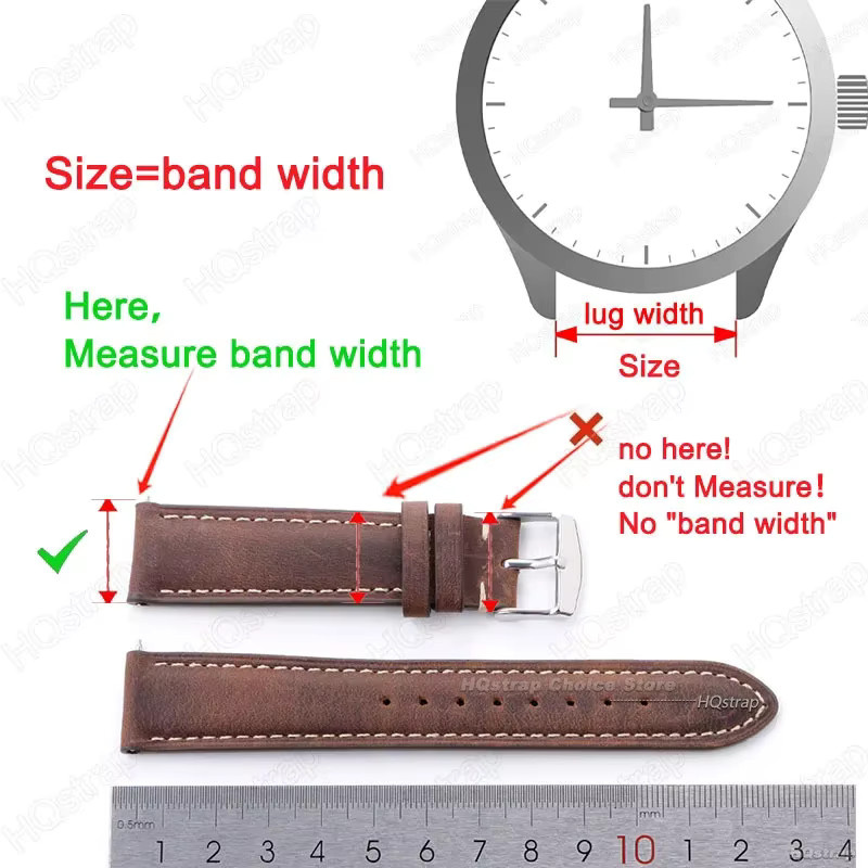 HQstrap Uhrenarmband Leder, braun, 20 mm, 22 mm, Unisex - Bild 2