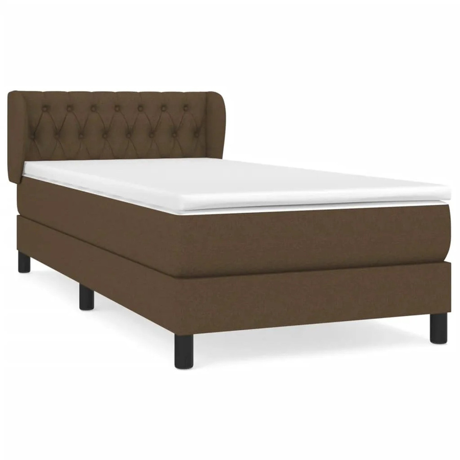 vidaXL Boxspringbett mit Matratze Dunkelbraun B/T/H: 100 x 200 cm, Hybridbett mit Taschenfederkern aus Stoff und Lärchenholz - Bild 2