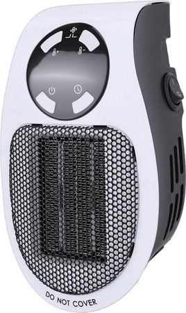 Koogeelife Keramik-Heizlüfter 500W Wandsteckdosen-Heizgerät mit Fernbedienung, LED-Anzeige, Thermostat und 12h Timer in Grau
