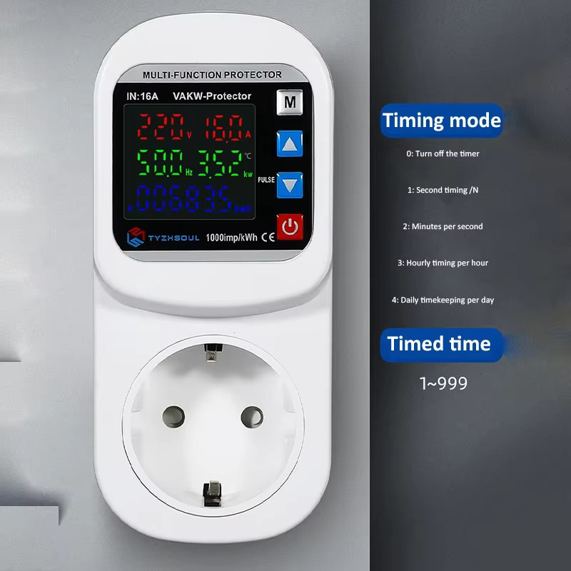 Automatische Überspannungsschutz Steckdose mit einstellbarem Timer und Strommessung für AC 110 V 220 V, Farbe: Weiß - Bild 3
