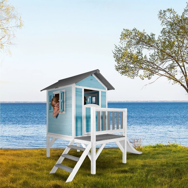 AXI Spielhaus Lodge XL Karibisches Blau mit weißer Rutsche B/H/L: 240 x 167 x 189 cm - Bild 3