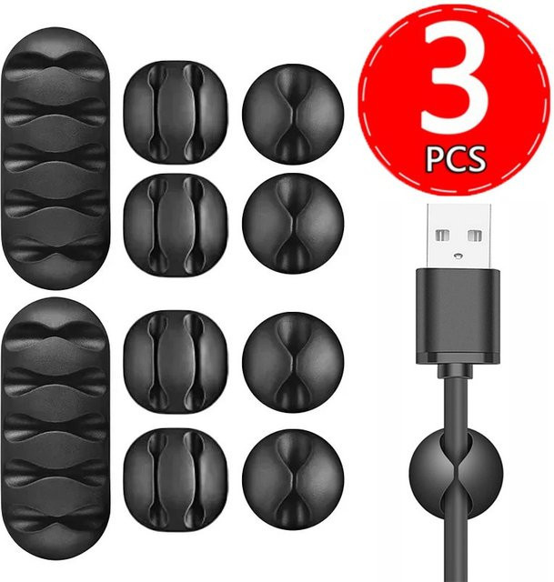 Mrgabwte Silikon USB-Kabel-Organizer Set zur Kabelaufwicklung und zum Kabelmanagement für Schreibtisch, Maus und Kopfhörer mit USB-A und USB-C Anschlüssen - Bild 1
