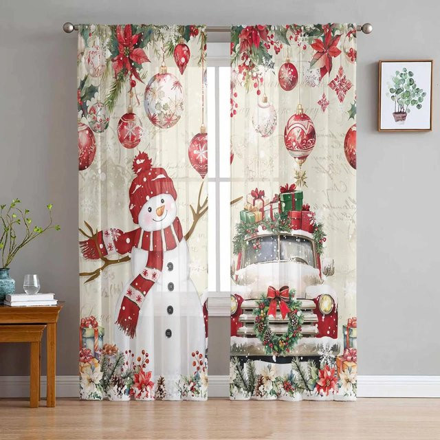 Yiran Furniture Transparenter Vorhang mit Gelbem Papagei und Sonnenblumen Motiv in Retro-Optik, Tüll-Voile-Organza mit Ösen, Breite: 135 cm, Höhe: 115 cm - Bild 1