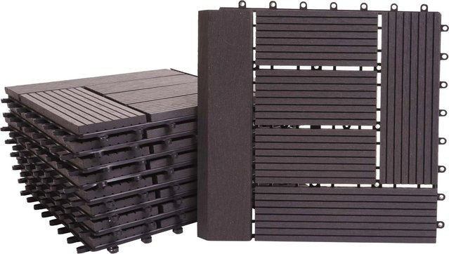 MCW WPC Bodenfliese Sarthe mit Abschluss in Anthrazit für Balkon und Terrasse, 1qm Set, B/T: 30 x 30 cm - Bild 1