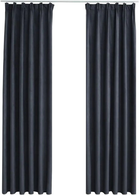 vidaXL Verdunkelungsvorhänge mit Haken, 2 Stück, Anthrazit, Breite: 140 cm, Höhe: 245 cm - Bild 1