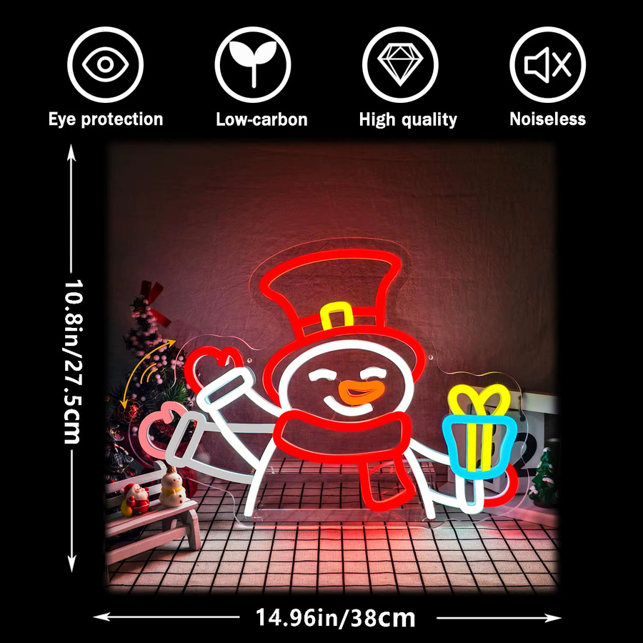 Dimmbares Schneemann Neonschild für die Wanddekoration in Multicolour mit Blinkeffekt und USB-Anschluss - Bild 6