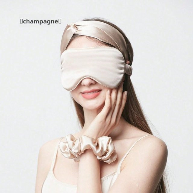Seiden-Augenmaske aus 100% Maulbeerseide, 22 Momme, Champagne, Unisex - Bild 1