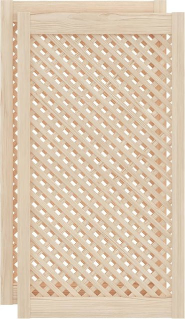 2er-Set Schranktüren aus Massivholz Kiefer mit Gitterdesign in Beige, B: 49,5 cm, H: 99 cm - Bild 1
